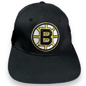 Vintage 90s Boston Bruins Starter Plain Logo NHL Hockey Snapback Hat Black New